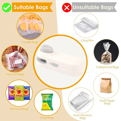 Mini Heat Bag Sealing Machine Package Bags Sealer Thermal Plastic Food Bag Closure Portable Sealer Food Packaging Heat Sealer