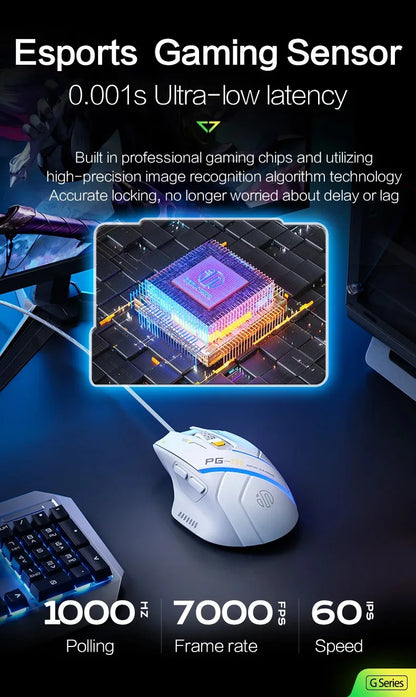 Inphic PG1 PG9 RGB Wired Gaming Mouse Ergonomics 1000Hz Polling Rate Stable Connection For Desktop And Laptop Computers