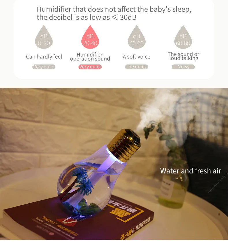 New Small Bulb Humidifier Bedroom Ultra Large Mist Desktop Air Humidifier
