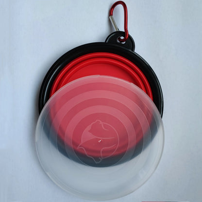 Pet Collapsible Black Frame Bowl Keychain Portable Travel Food Water Dish Dog Cat BPA Free Silicone Lightweight Pet Feeding Bowl