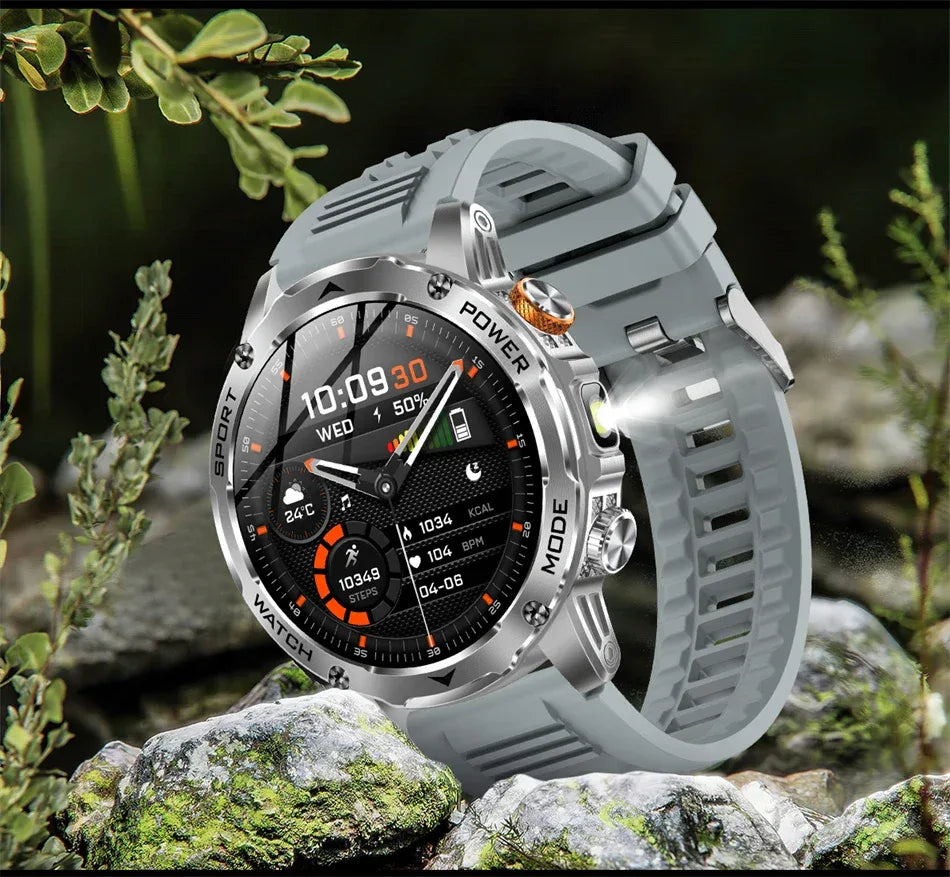 LIGE AMOLED Smart Watch Men with Flashlight Sports IP68 Waterproof Fitness Tracker Bluetooth Call Smartwatch Man for Android iOS