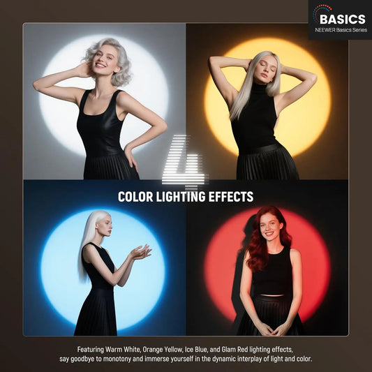NEEWER Basics RGB Photography Flashlight 4 Colors/20 GOBO Filters/CRI95+/7500mAh 10W 6300K Portable LED Video Spotlight  ﻿
