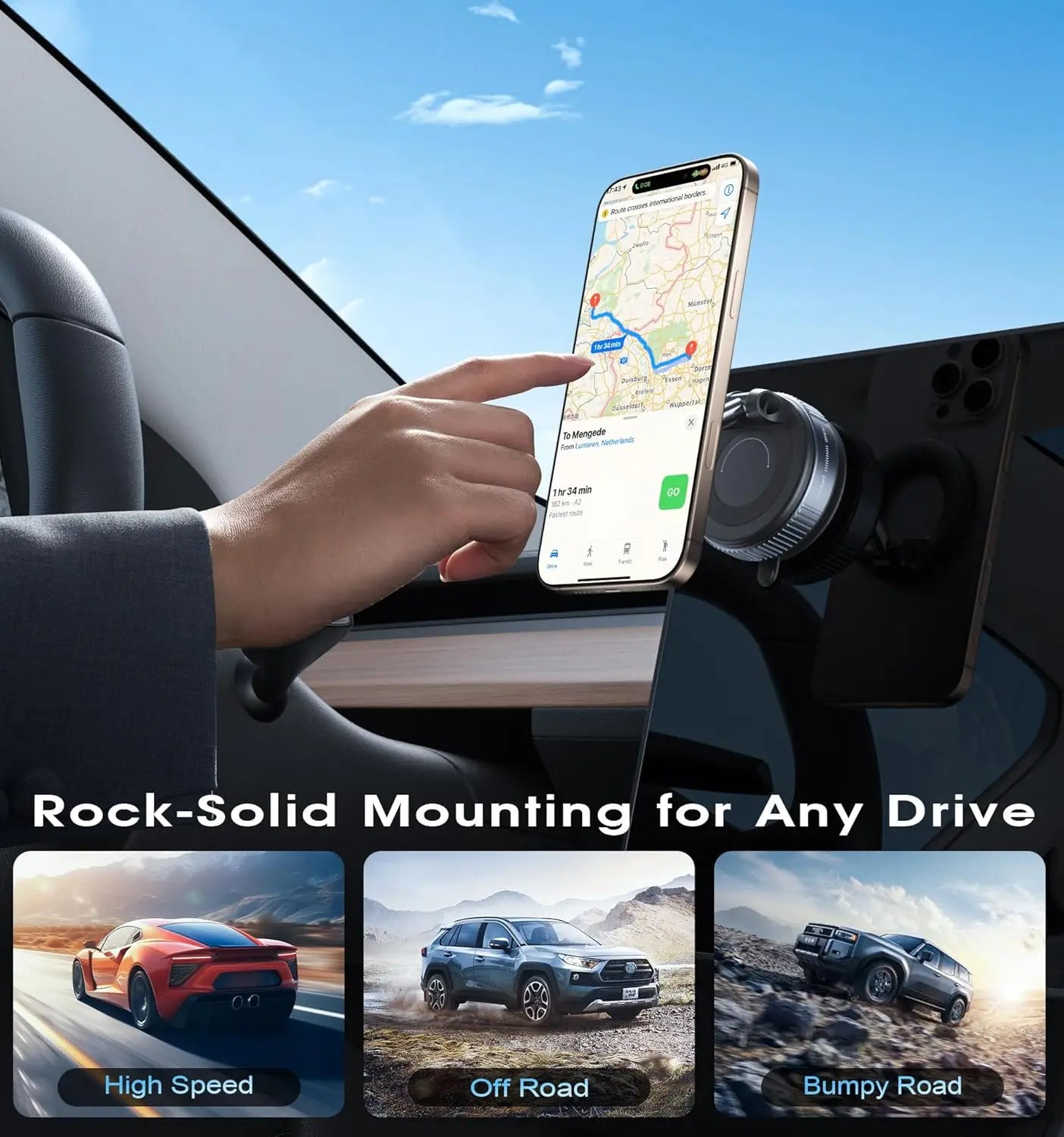 Strong Magnetic Vacuum Car Phone Holder Foldable 360° Adjustable Universal Mount for Car Dashboard Desk Bathroom & More ﻿