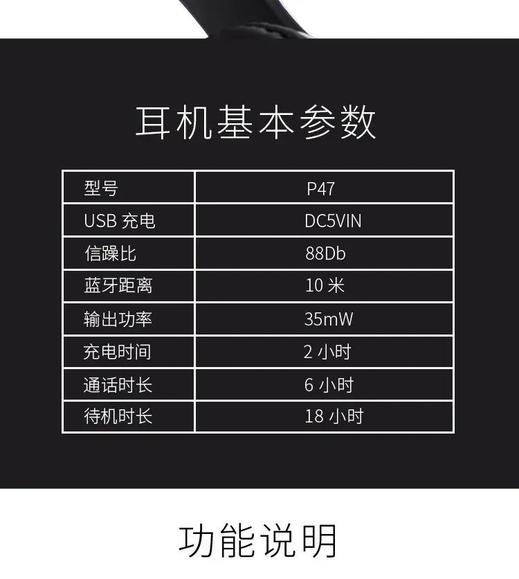 Stereo P47 Headset 5.0 Bluetooth Headset Folding Series Wireless Sports Game Headset for iPhone XiaoMi