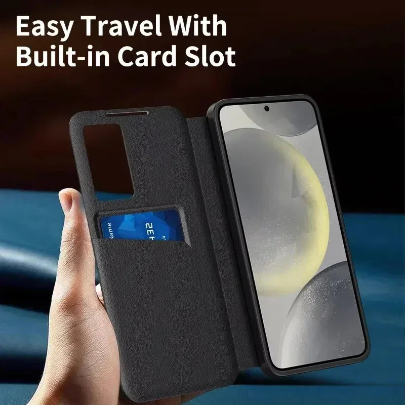 Original High Quality Smart Display LED View Windows Case For Samsung S25 Ultra S24 S23 S22 Plus Flip Wallet Card Phone Cover