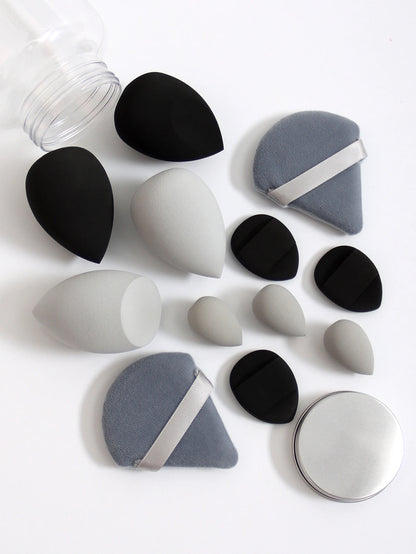 12Pcs Makeup Sponge Set with Storage Jar Latex-Free, Makeup Sponge Finger Puff, Dual-Use Wet & Dry Foundation Cosmetic Puffs
