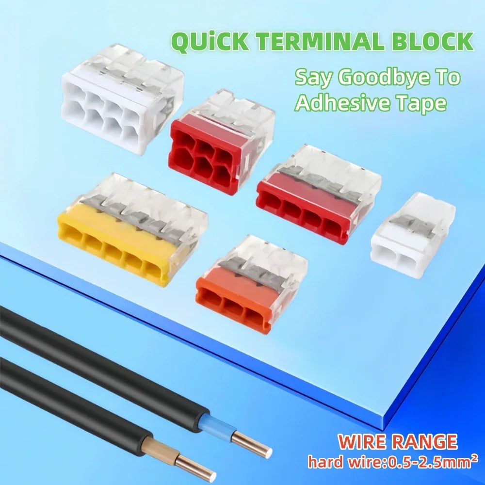 10/50/100 Pcs CMK 20 Mini Quick Wire Connectors 2/3/4/5/6/8 Ports Terminal Block Hard Stainless Easy Electric Quick Push-In