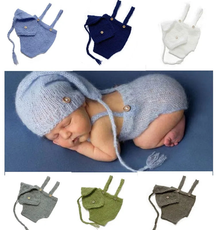 2pcs/set  Crochet Newborn Outfit  Newborn Photography Props Knitted Wool Hat Clothing Costume  Shooting  Bebes Accesorios