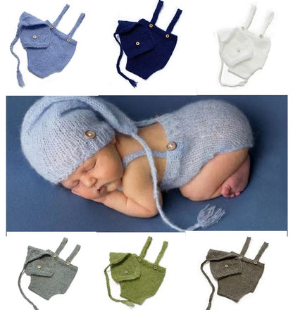 2pcs/set  Crochet Newborn Outfit  Newborn Photography Props Knitted Wool Hat Clothing Costume  Shooting  Bebes Accesorios