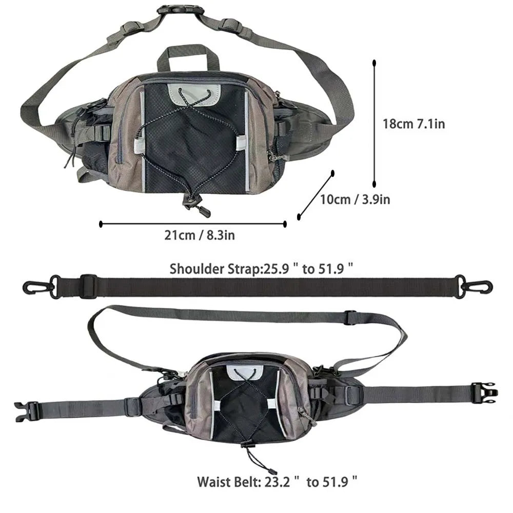 Multi-functional sports water bottle waist bag, men's and women's universal running backpack, outdoor hiking waist bag