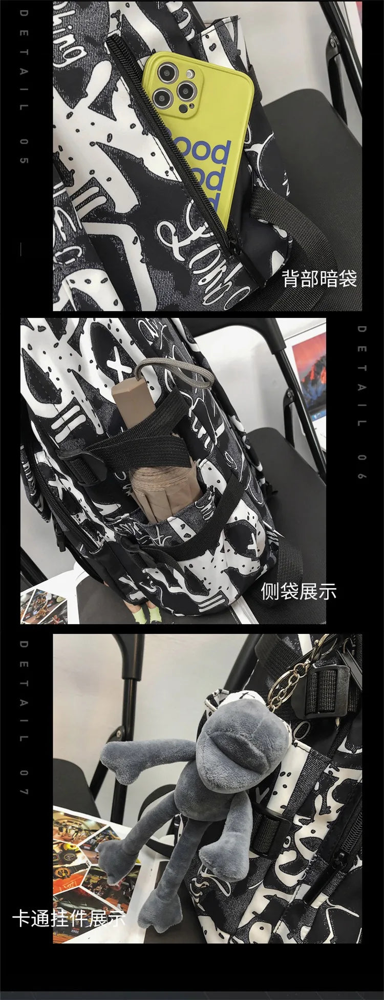 middle high school backpack for teenage boys cool school bag college student backpack large capacity schoolbag for boy cute doll