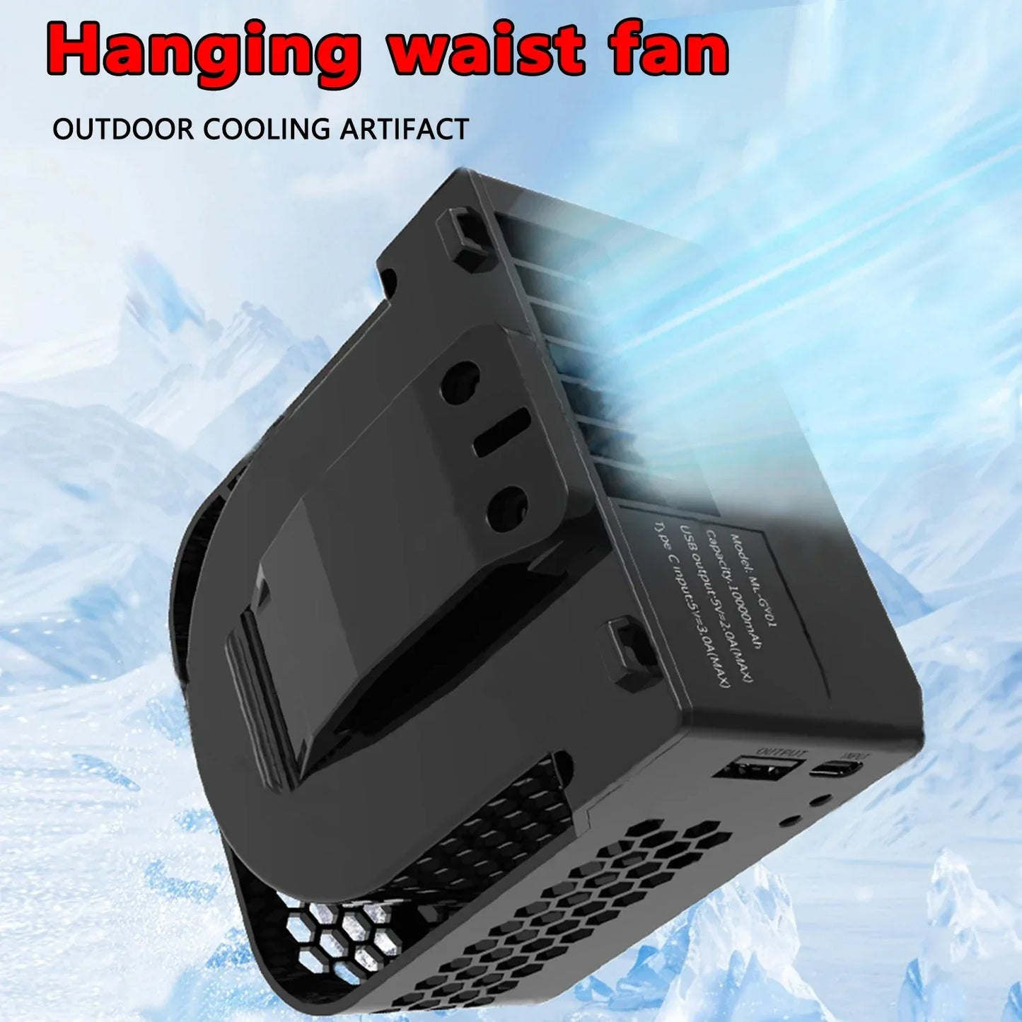 Waist Clip Fan Portable Mini Hanging Neck Fan USB Rechargeable Fan Small Outdoor Camping Waist Fan with 10000mAh Power Bank