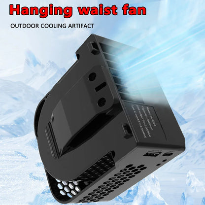 Waist Clip Fan Portable Mini Hanging Neck Fan USB Rechargeable Fan Small Outdoor Camping Waist Fan with 10000mAh Power Bank