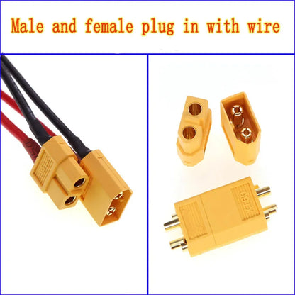 XT60 male female conversion plug connection cable 12AWG 30A, with silicone extension cable battery connector to 10/20/50/100CM