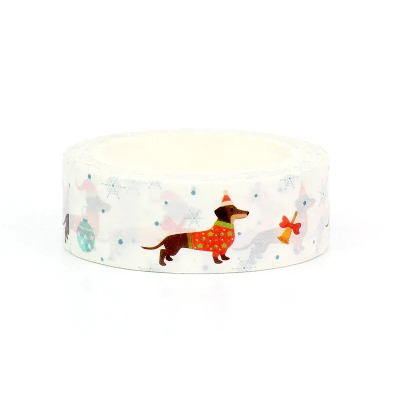 2023 NEW 1PC. 10M Decor Dachshund Christmas Seasonal Washi Tape for  Journaling Adhesive Masking Tape Cute Stationery