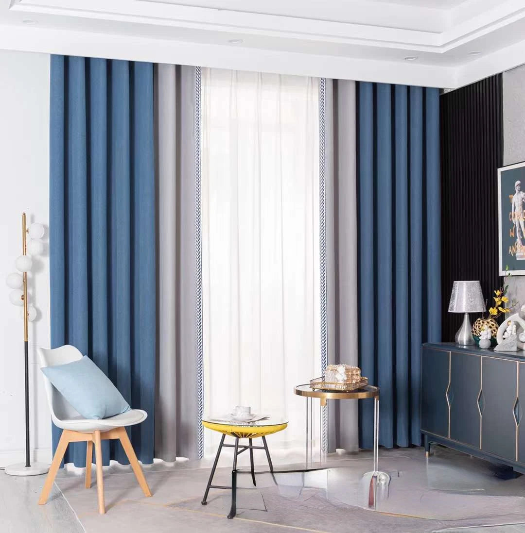 New Baby Velvet Seamless Stitching Wheat Ears Standing Edge Living Room Bedroom Blackout Curtain Blue Pink Nordic Simple Rhj