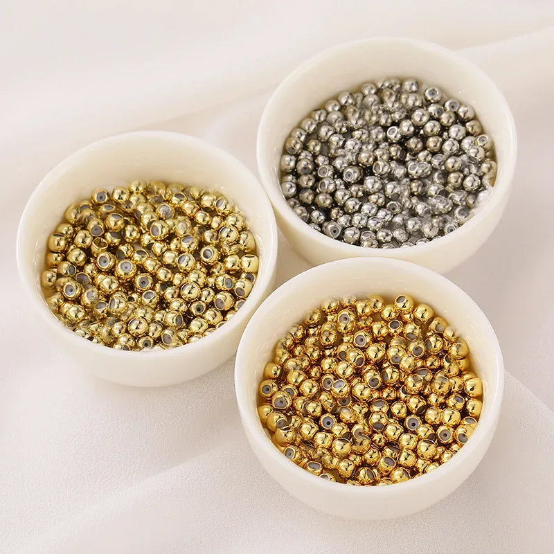 Brass Round Slider Stopper Beads for Bracelet Silicone Inside Positioning Spacer Adjust DIY Crafts Jewelry Making Findings