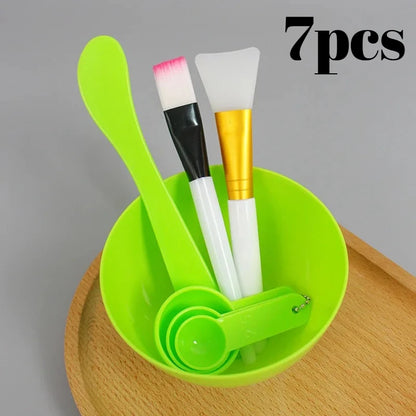 7pcs Face Mask Mixing Bowl Set, DIY Facemask Mixing Tool Kit, Facial Mask Bowl Stick Spatula Silicone Soft Face Brushes Spoons
