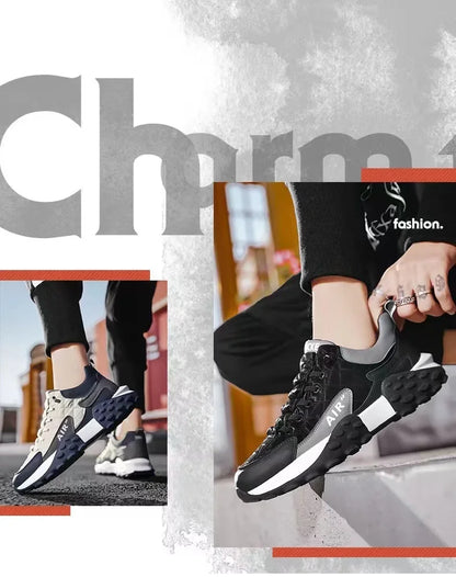 Men's Breathable Low-Top Dad Shoes with Thick Sole Comfortable Running Sneakers Korean Style Spring Season Sport Shoes