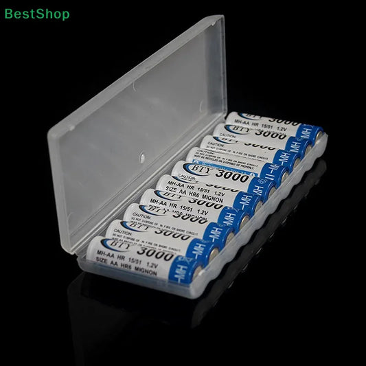 ♥10 Slots Transparent Plastic Battery Storage Box Hard Container Holder Case For AAA/AA Battery Organizer Accessories