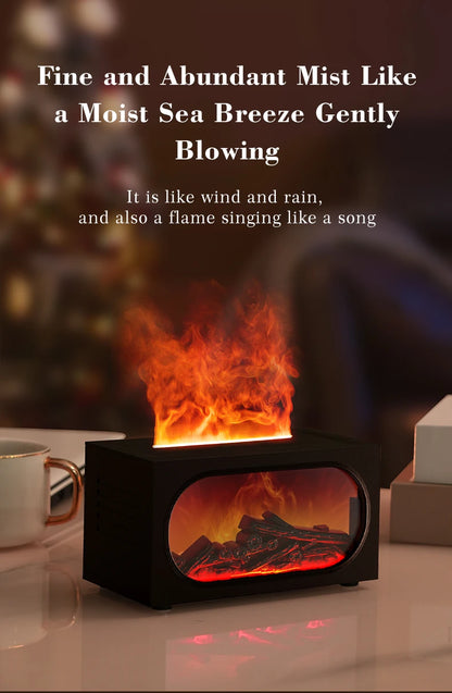 250ml Flame Fireplace Aroma Humidifier Colorful Light Aromatherapy Essential Oil Diffuser with Timed Auto Off for Home Bedroom