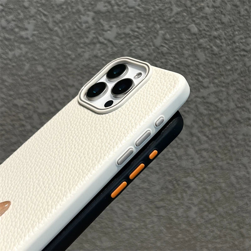 Luxury Business Lichee Pattern Leather Texture TPU Case For iPhone 16 15 14 13 12 11 Pro Max 16 Plus Shockproof Matte Soft Cover