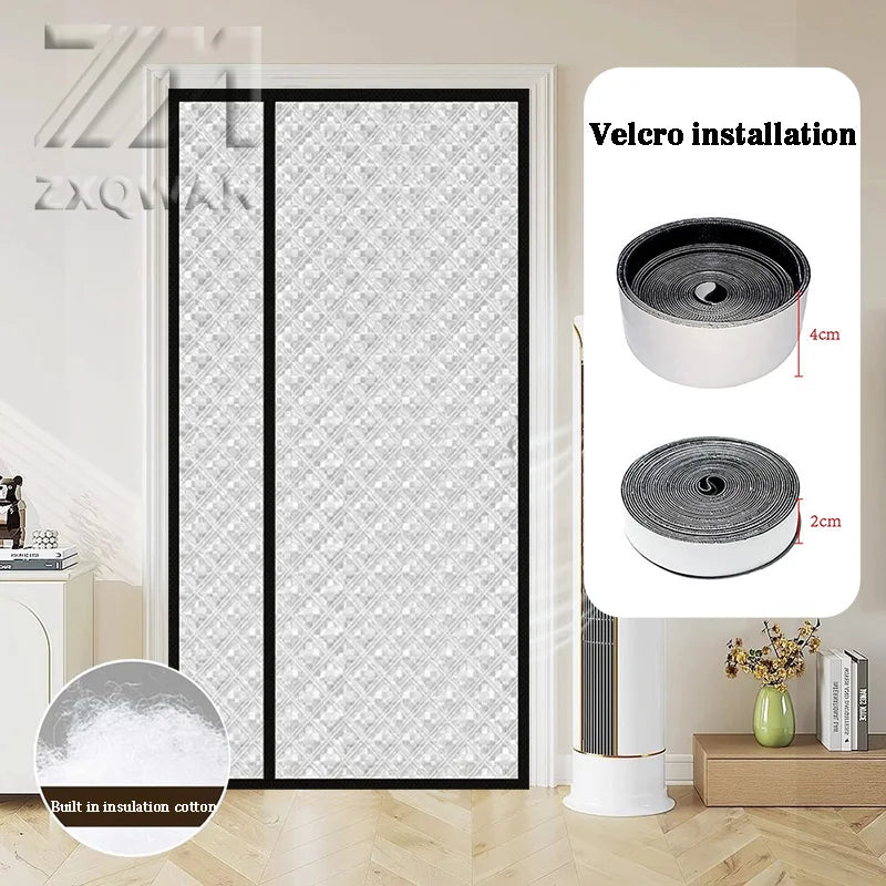 Customizable winter side opening warm cotton door curtain for wind and cold protection, double-layer thick warm blackout curtain