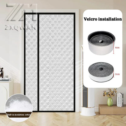 Customizable winter side opening warm cotton door curtain for wind and cold protection, double-layer thick warm blackout curtain