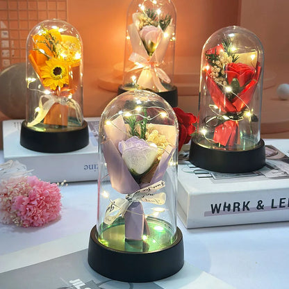 Mother's Day Graduation Season Gift Small Sunflower Plastic Cover to Send Students to Send Teachers to Glow Rose Bouquet Small O
