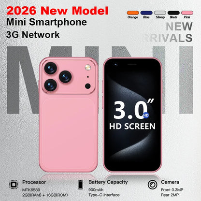 ONEMYTH A17 Mini 3G Mini Smartphone, 2GB RAM and 16GB ROM, WhatsApp, GPS, WiFi, Facial Recognition, Multi Color Small Phone