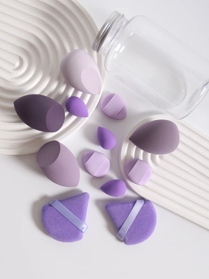 12Pcs Makeup Sponge Set with Storage Jar Latex-Free, Makeup Sponge Finger Puff, Dual-Use Wet & Dry Foundation Cosmetic Puffs