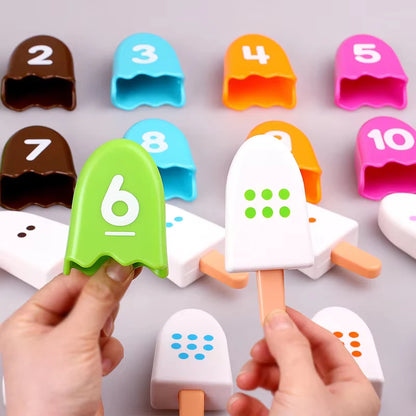 Kid Ice Cream Number Matching Game Montessori Parish Toy Digit Counting Color Cognitive Letter Learn Sensory Educatioal Toy Gift