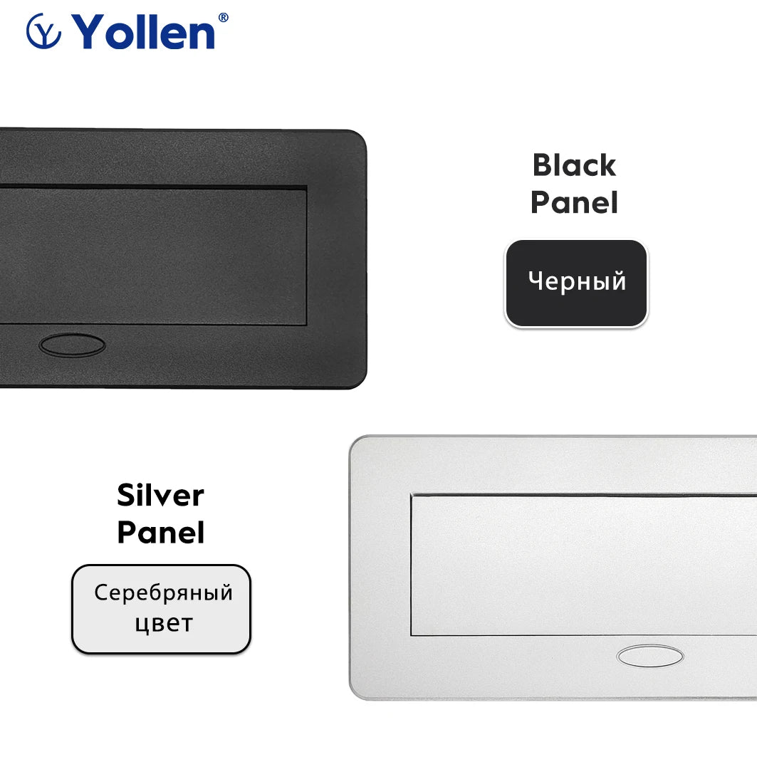 White/Black/Silver/Gold(Бронза Bинтажна) Metal Panel EUR Version RU Table Socket 2/3 Outlet USB Office Kitchen Cabinet Install