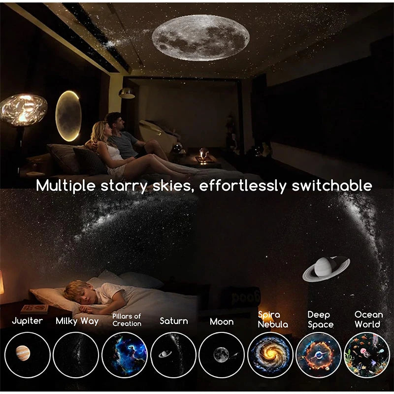 Mini Star Projector Night Light Starlight Atmosphere Lamp with Eye Protection for Bedroom Ceiling USB Rechargeable Aurora Light