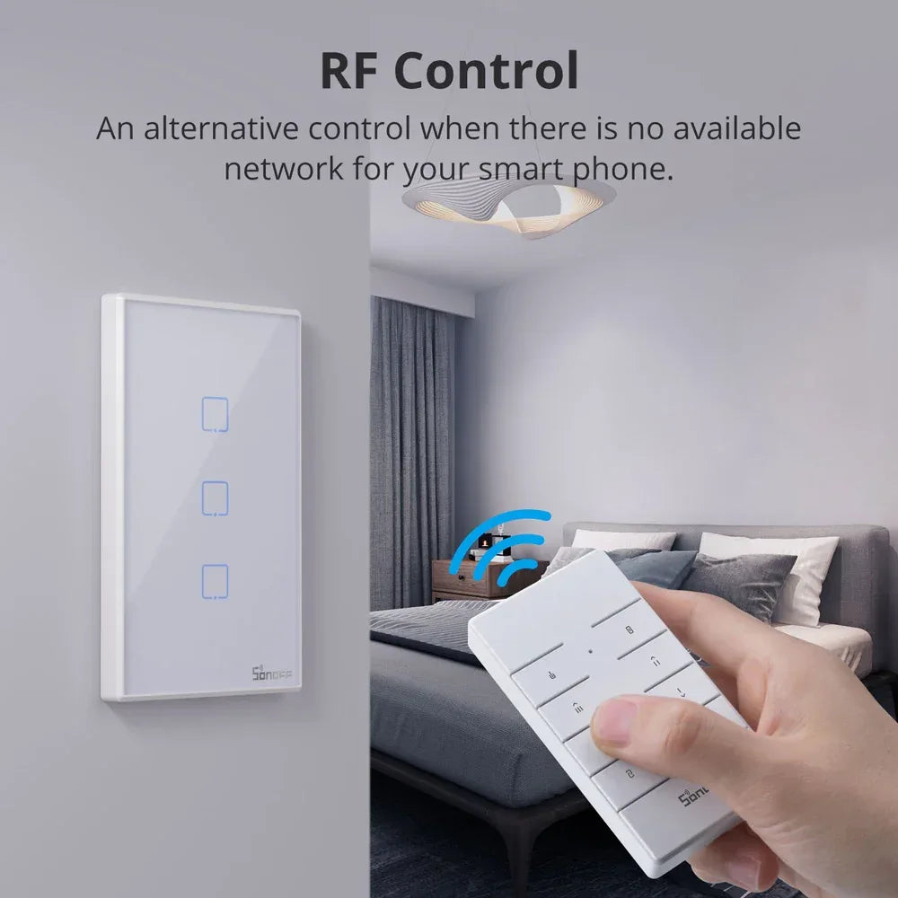 SONOFF TX US Wall Smart Switch 433Mhz RF Remote Control Wi-Fi Touch Switch via eWeLink APP Works With Alexa Google Home