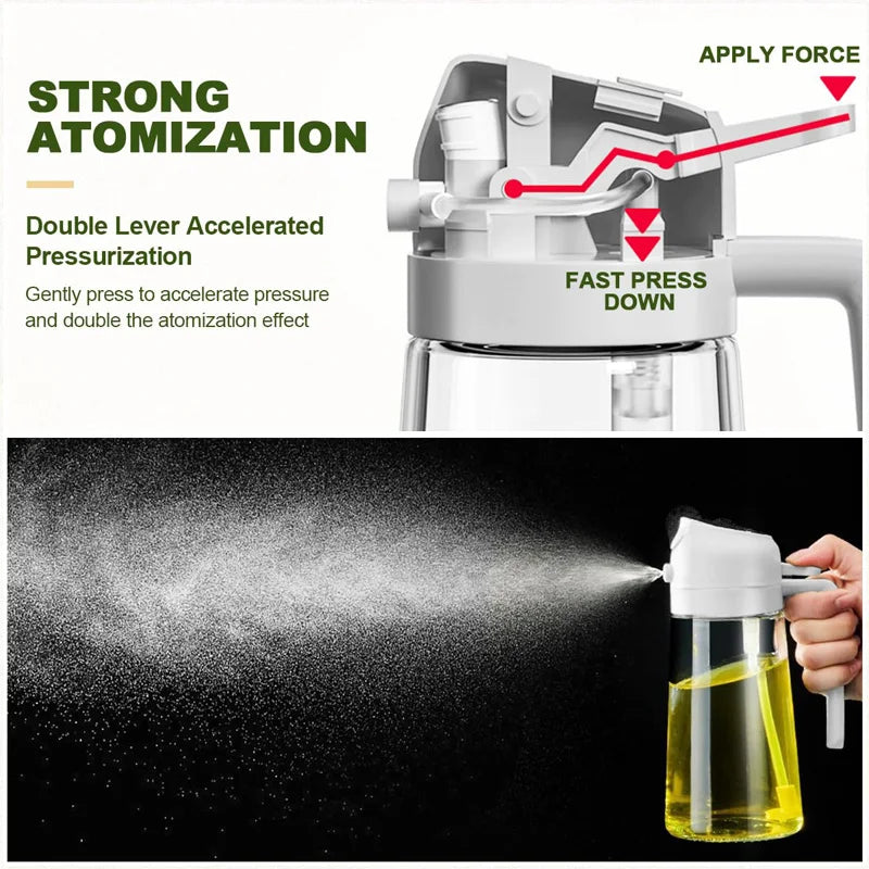Oil Sprayer Kitchen Spray Oil Polisher 2in1 500ml Plastic Oil Sprayer Bottle Spray Dispenser Cruet BBQ Kitchen Baking Roasting