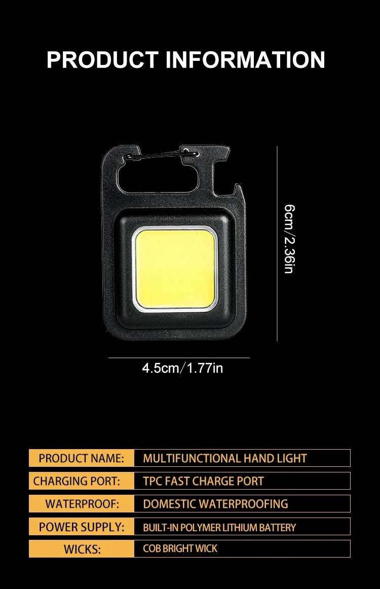 Super Bright MINI COB Keychain Flashlight Charging Lamp Camping Lights with Magnet 4 Lighting Modes for Camping Home