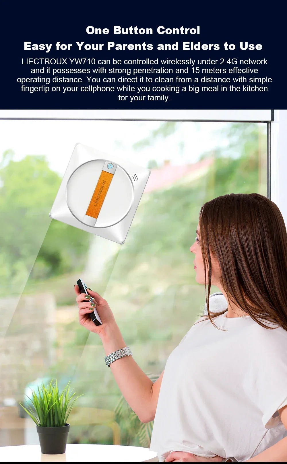   (promo code: AEEU03 )Liectroux YW710 Robot Window Cleaner,Double Water Spray,Strong Vacuum,Home Floor Wall Window Cleaning Robot,App&Remote Control