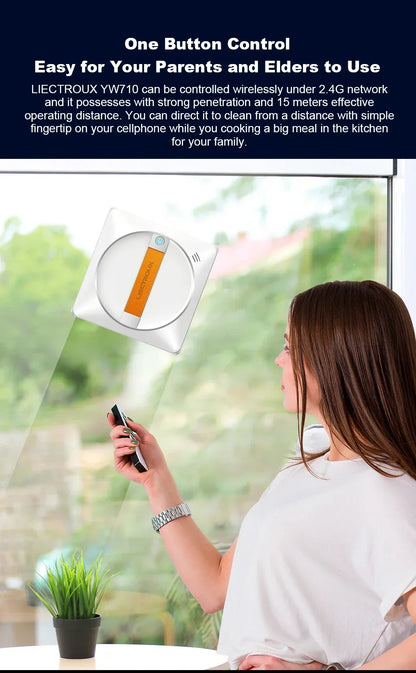   (promo code: AEEU03 )Liectroux YW710 Robot Window Cleaner,Double Water Spray,Strong Vacuum,Home Floor Wall Window Cleaning Robot,App&Remote Control