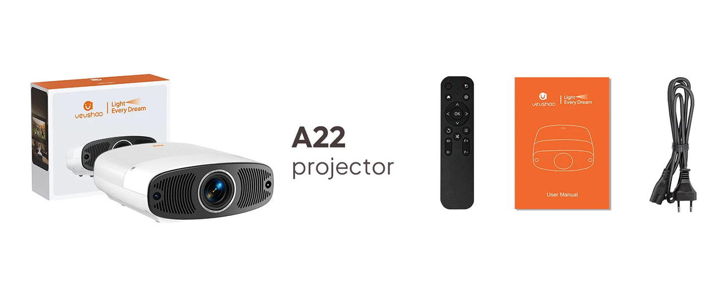 VEVSHAO A22 Full HD 1080P Projector 4K 1000ANSI Android WiFi Auto Focus 10W*2 Home Theater Projector for Office Meeting Video