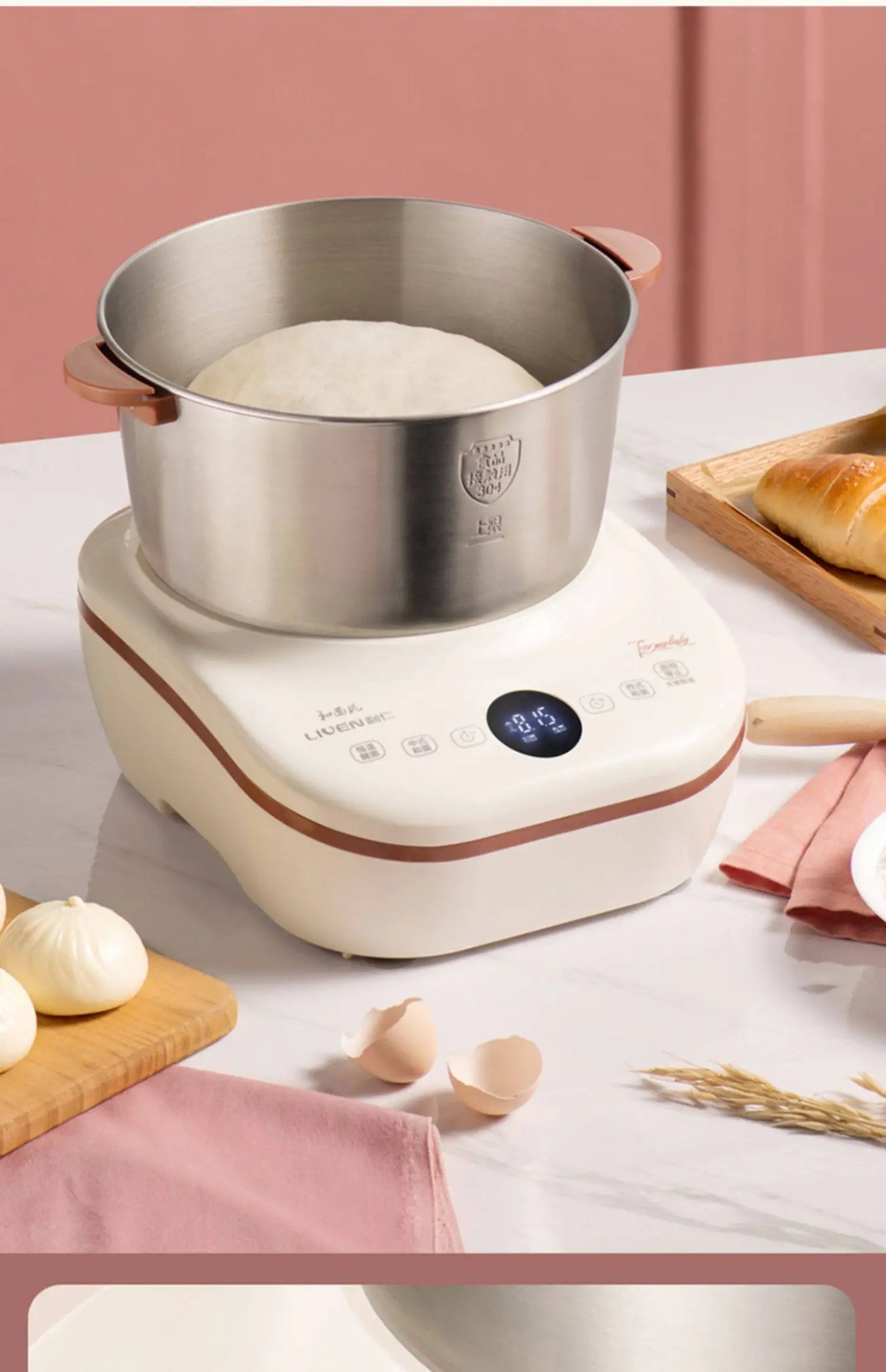 Compact Automatic Stand Mixer Dough Kneading Fermentation All-in-One Multifunctional Machine for Home
