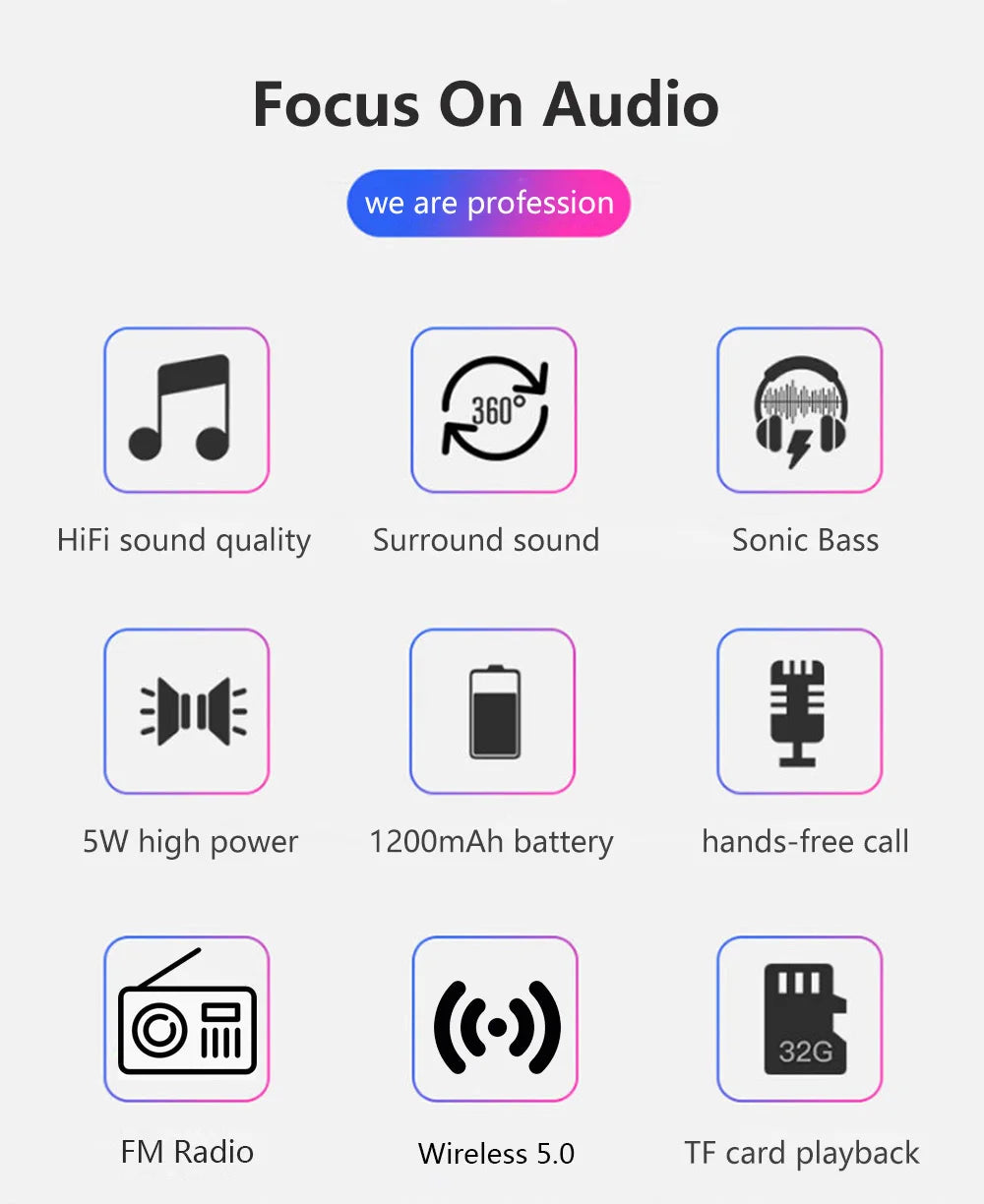 Portable Wireless Speaker Bluetooth-compatible Outdoor USB Speakers With FM Radio For Receiver AUX TF MP3 LoudspeakerPhone PC