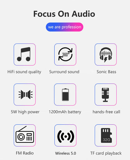 Portable Wireless Speaker Bluetooth-compatible Outdoor USB Speakers With FM Radio For Receiver AUX TF MP3 LoudspeakerPhone PC