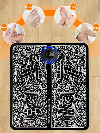 EMS Foot Booster Foot Circulation Massager 8 Modes USB Rechargeable Leg Muscle Stimulator Remote Control for Relax Feet and Legs