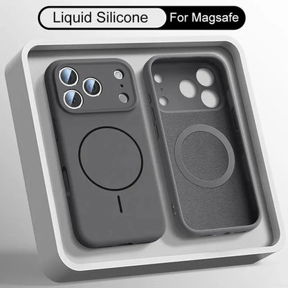 Magnetic Original Liquid Silicone For Magsafe Phone Case For iPhone 17 16 15 14 13 12 Pro Max 16 Plus 17Air Skin Feel Soft Cover