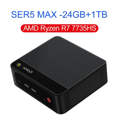 Beelink Mini PC SER5 Max AMD R7 6800U 7735HS R5 5500U R3 3200U 16G 500G NVME Windows Type-C Triple Screen Gamer Mini Computer
