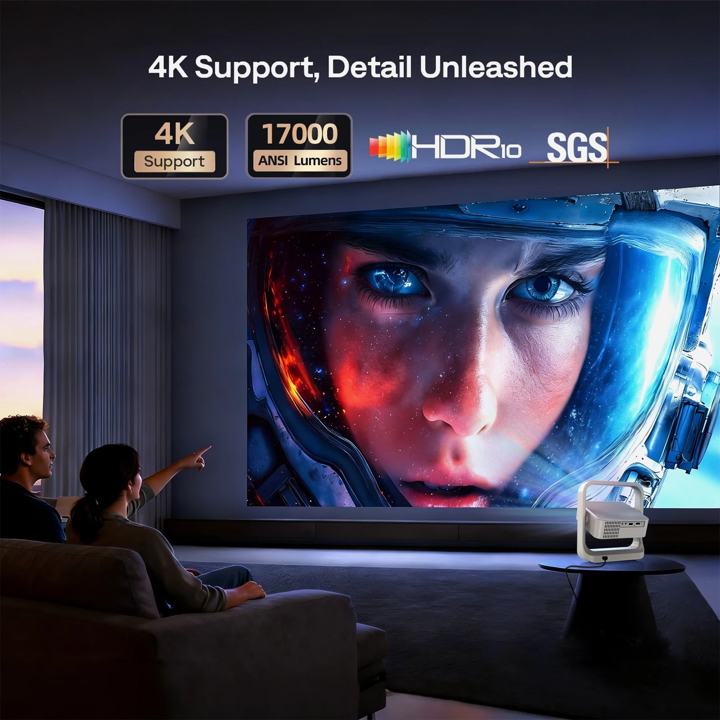 Fintex C9 Ultra Projector  4k Full HD 1080P HDR10 Proyector 700 ANSI Android TV9.0 ASA3.0 Auto Focus Portable Projectors