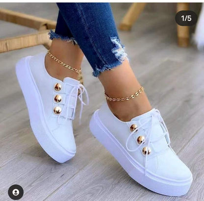 Platform Casual Sport Shoes Women's Plus Size 43 Lace Up Sneakers Wedge Non Slip Woman Vulcanize Casual Shoes Zapatos De Mujer