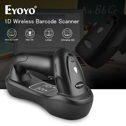 Eyoyo EY-6900D 1D Handheld Wireless Barcode Scanner Reader USB Cradle Receiver Charging Base Bar Code Scan Portable Scanning