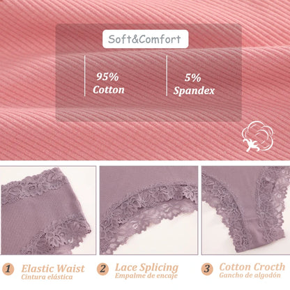 4Pcs/Set Seamless Cotton Brazilian Pants For Women Elastic High Waist Breathable Underpants Ladies Lace Panties Sexy Lingerie